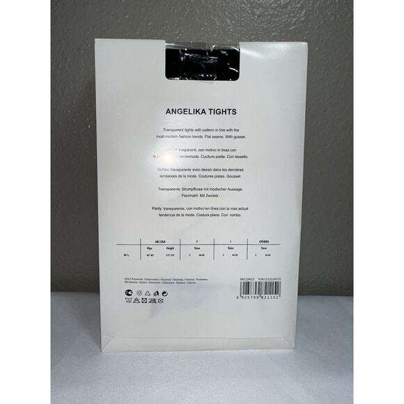 Manzi Black Floral Flower Pattern Angelika Tights Pantyhose Hosiery Medium Large - Picture 2 of 3